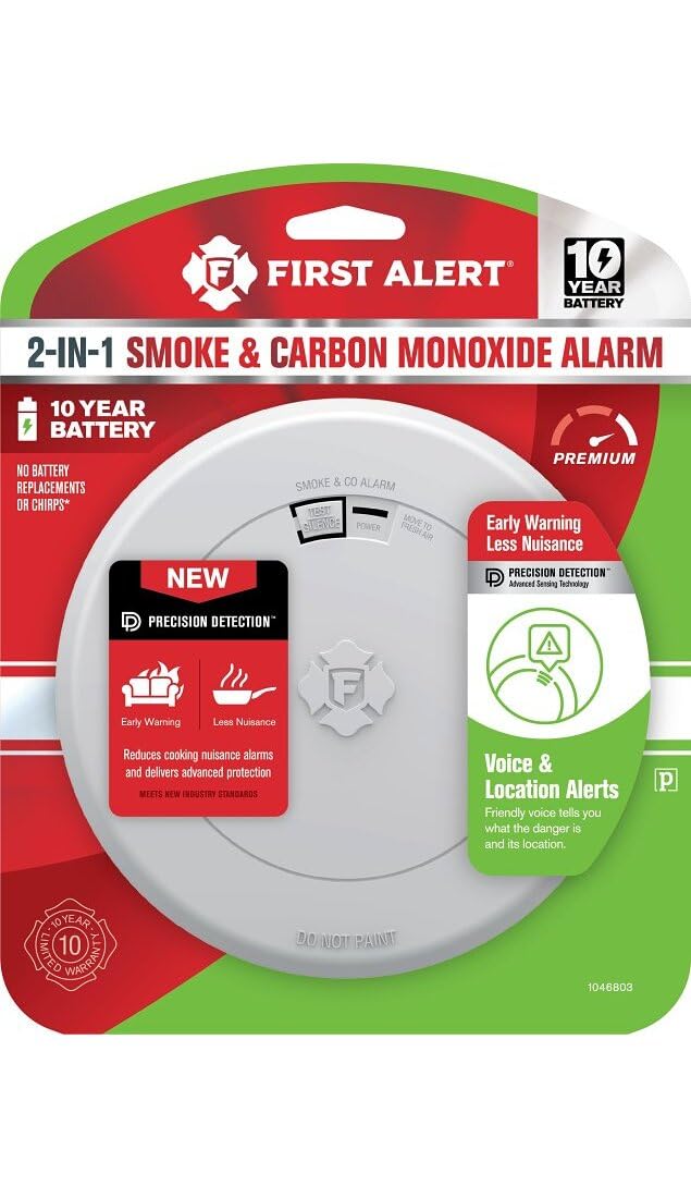 10 Year Battery-Powered Photoelectric Smoke and Carbon Monoxide Detector J570162