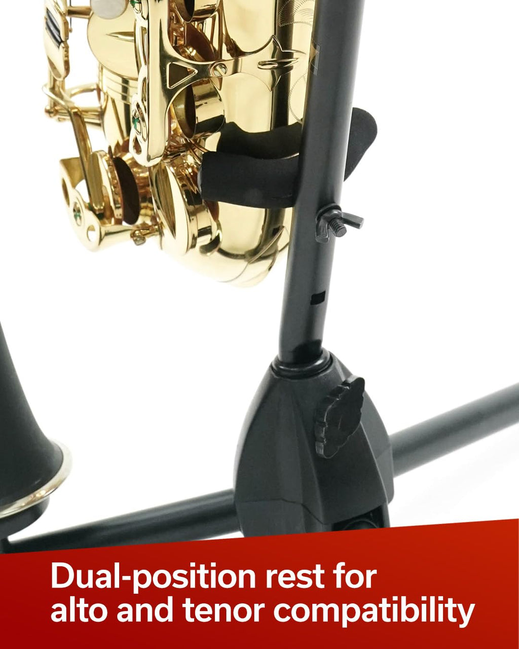 Black Alto Tenor Sax Stand with Flute Clarinet Peg X6124