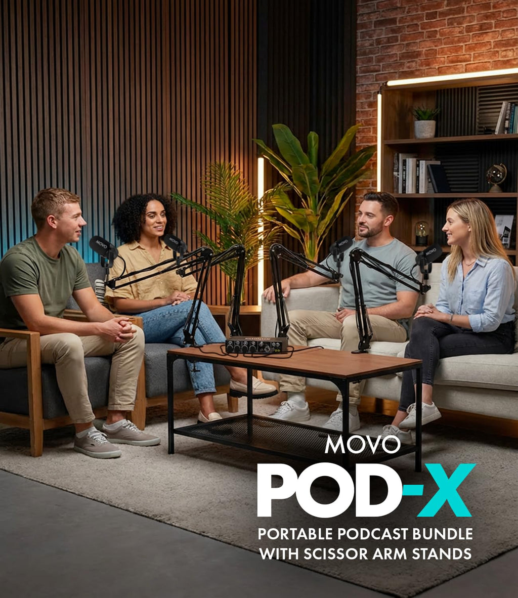 4-Person Podcast Equipment Bundle with 4-Channel USB Audio Interface and 4 Dynamic Microphones Z1885