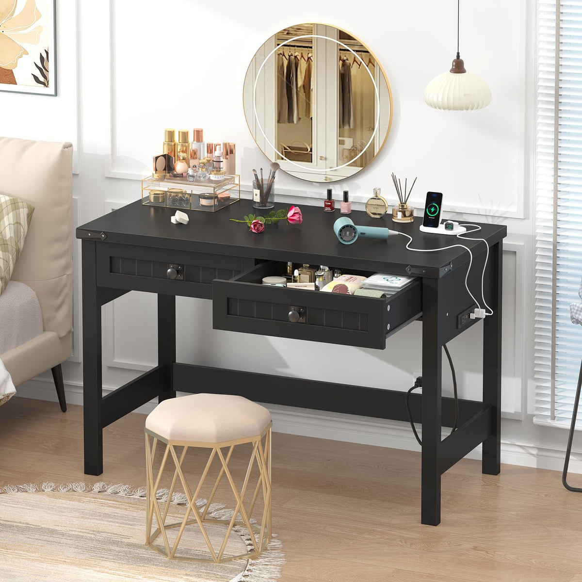 39 Inch Small Computer Desk with Drawers J27294
