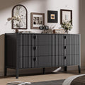 Black 6 Drawer Wood Dresser C640