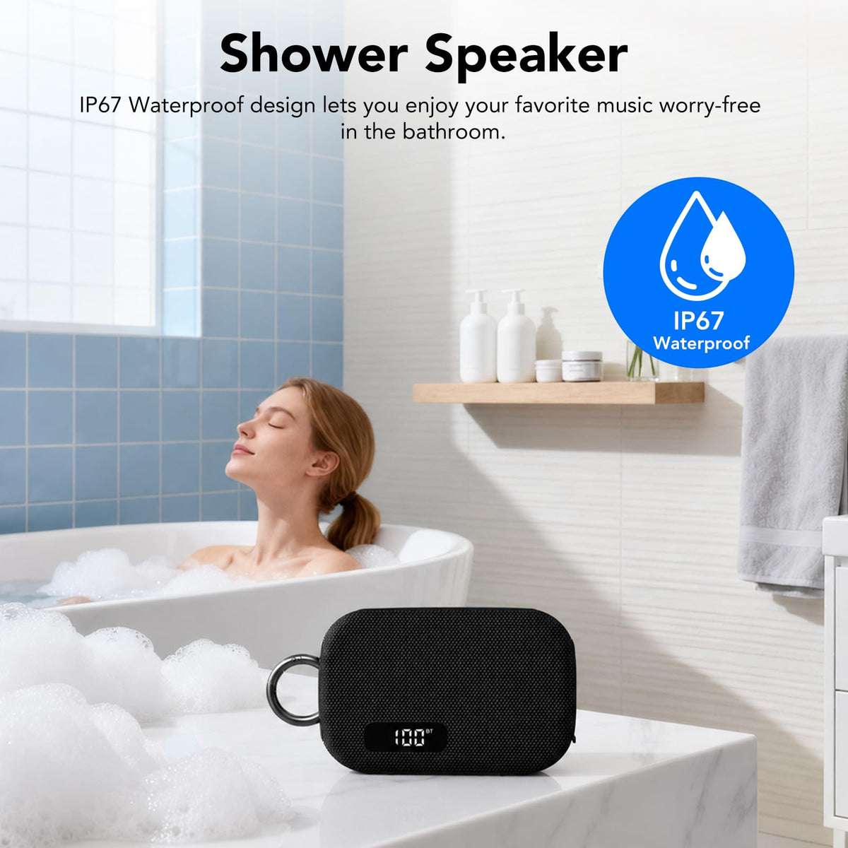 Portable IP67 Waterproof Bluetooth Speaker with Digital Battery Display Z5718