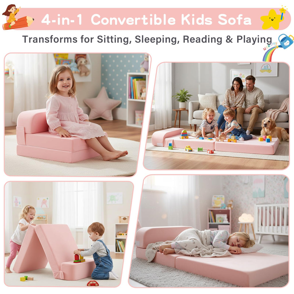Pink Folding Sofa Bed with Removable Cover H141