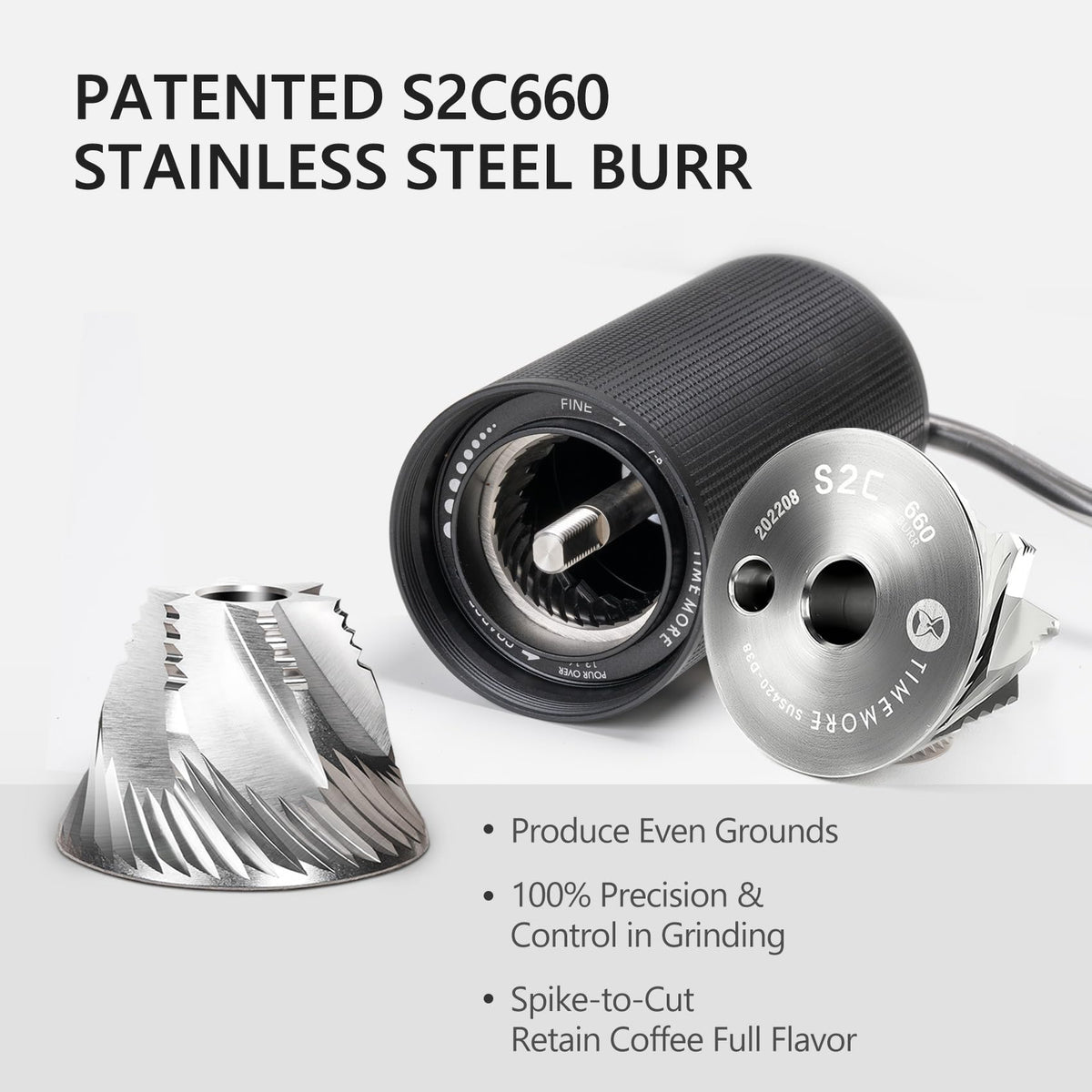Manual Coffee Grinder Stainless Steel Conical Burr Black L42196