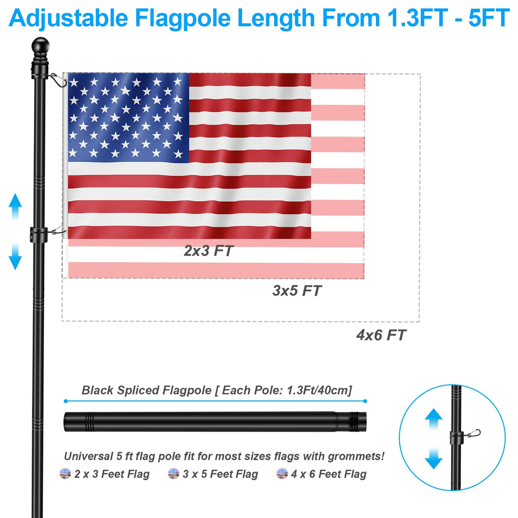 5 FT Stainless Steel Flag Pole Kit with Holder Bracket K9336