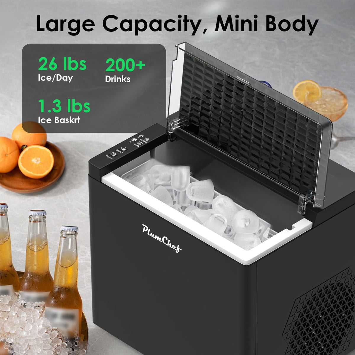 Portable Countertop Ice Maker Machine, 26Lbs/24H, Black T246