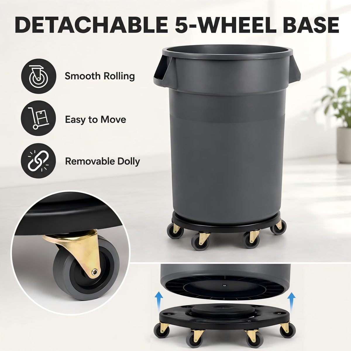32 Gallon Trash Can with Wheels and Lid, 2 Pack O50660