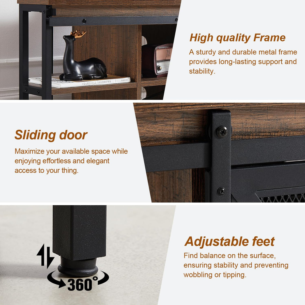 Brown Corner TV Stand with Storage E8416