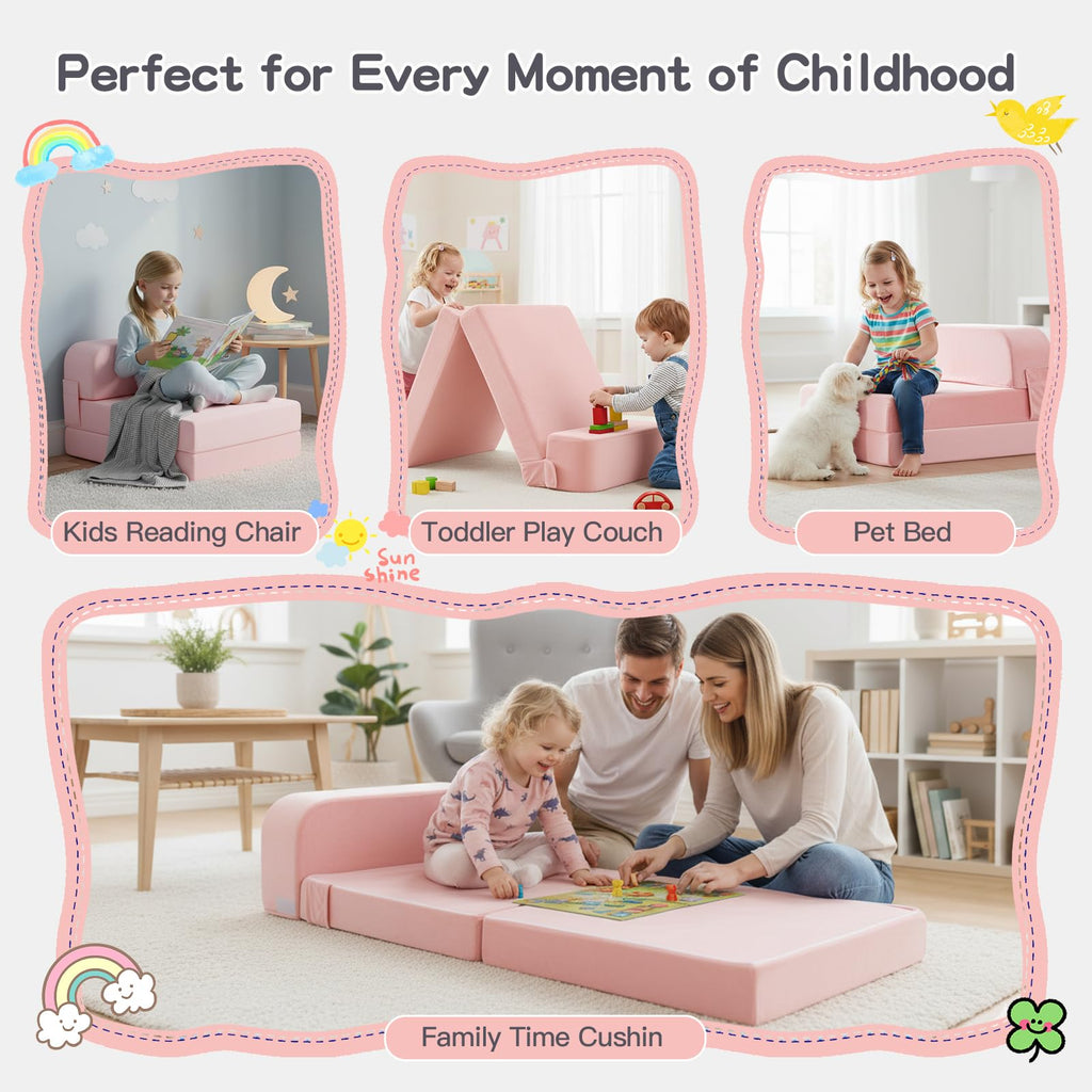 Pink Folding Sofa Bed with Removable Cover H141