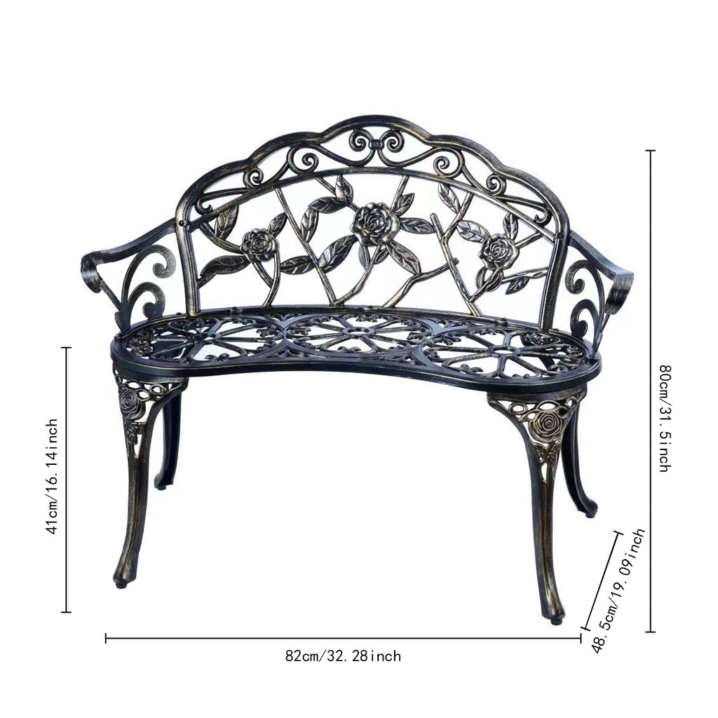 Metal Cast Aluminum Patio Garden Bench B98409