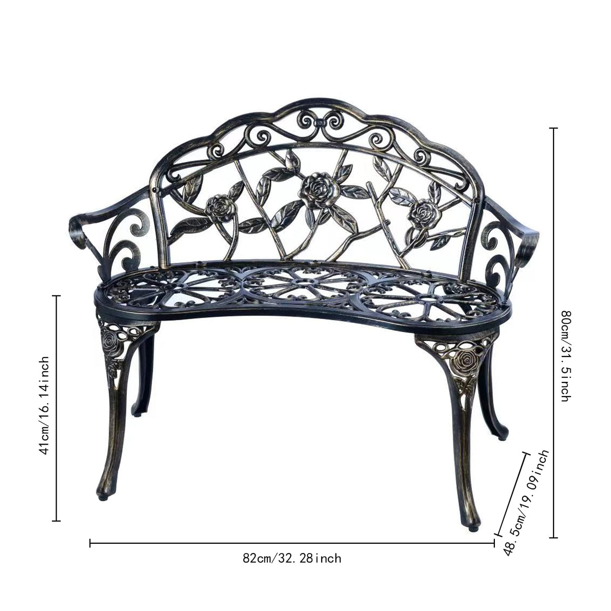 Metal Cast Aluminum Patio Garden Bench B98409