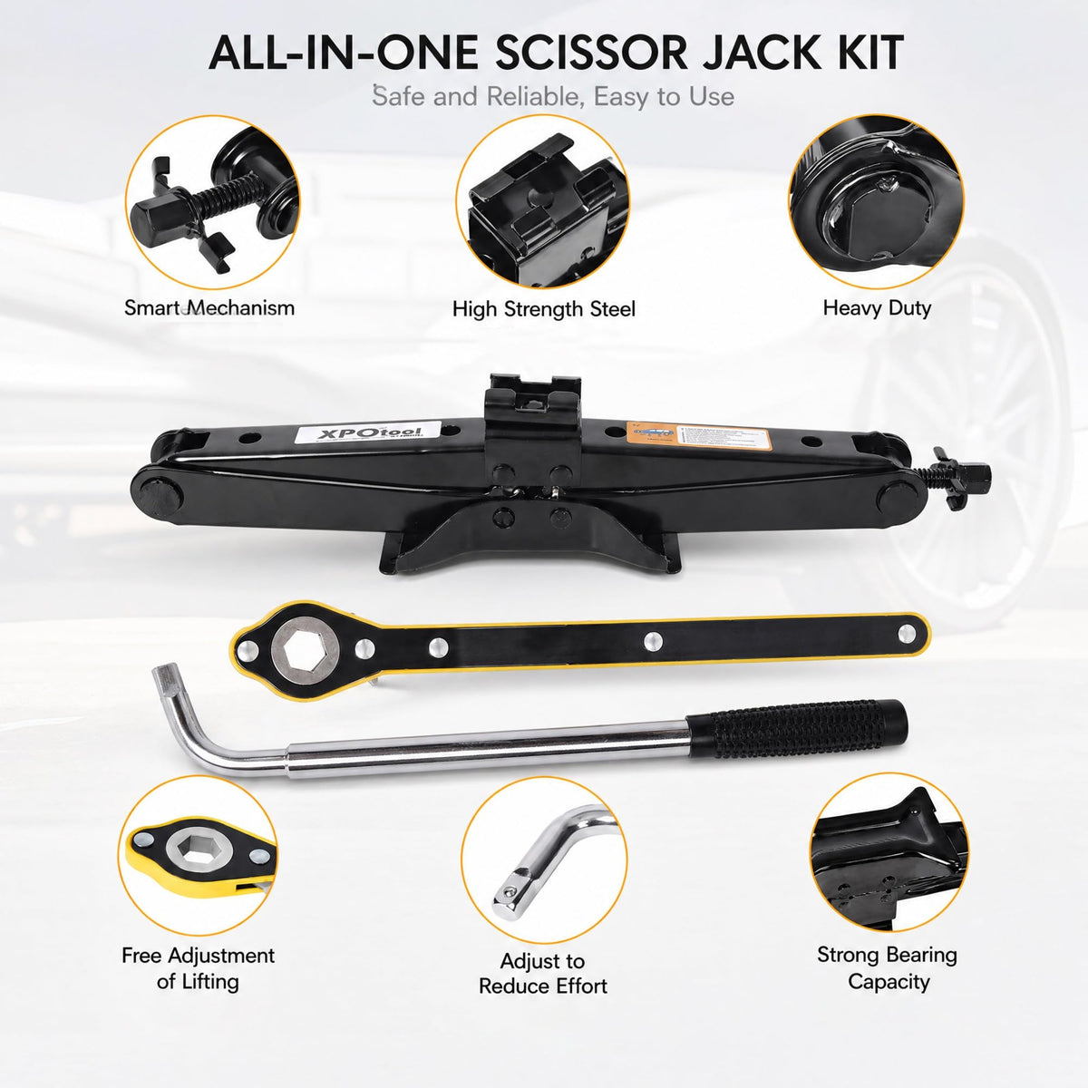 3 Ton Scissor Car Jack Kit with Wrench F462