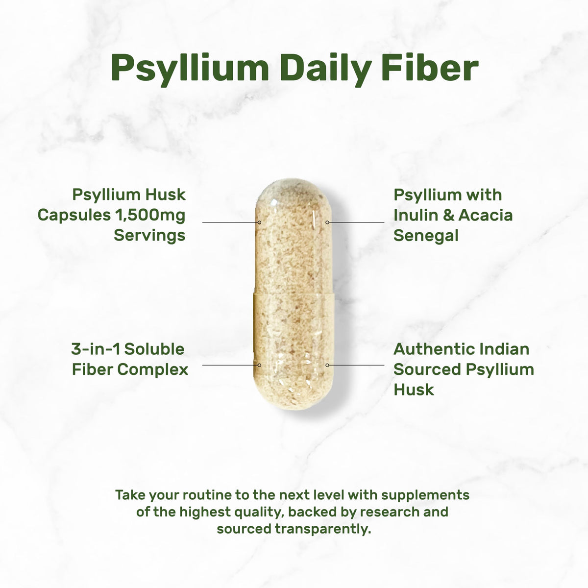 Psyllium Husk 1500mg 300 Capsules 3 in 1 Fiber Supplement I389741