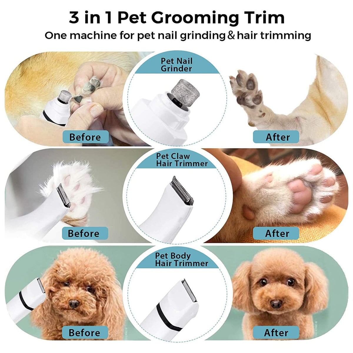 Electric Dog Clippers and Nail Grinder Grooming Kit S888403