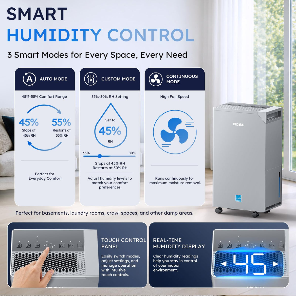 5000 Sq.Ft 100 Pint Dehumidifier with Drain Hose U83667