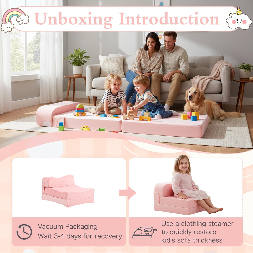 Pink Folding Sofa Bed with Removable Cover H141