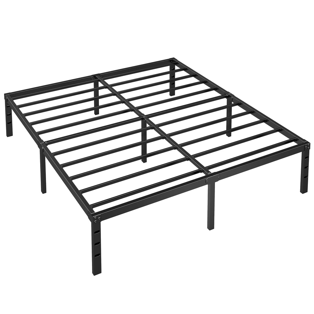 Black Metal Platform Bed Frame Full Size, 18 Inch Height with Underbed Storage I610