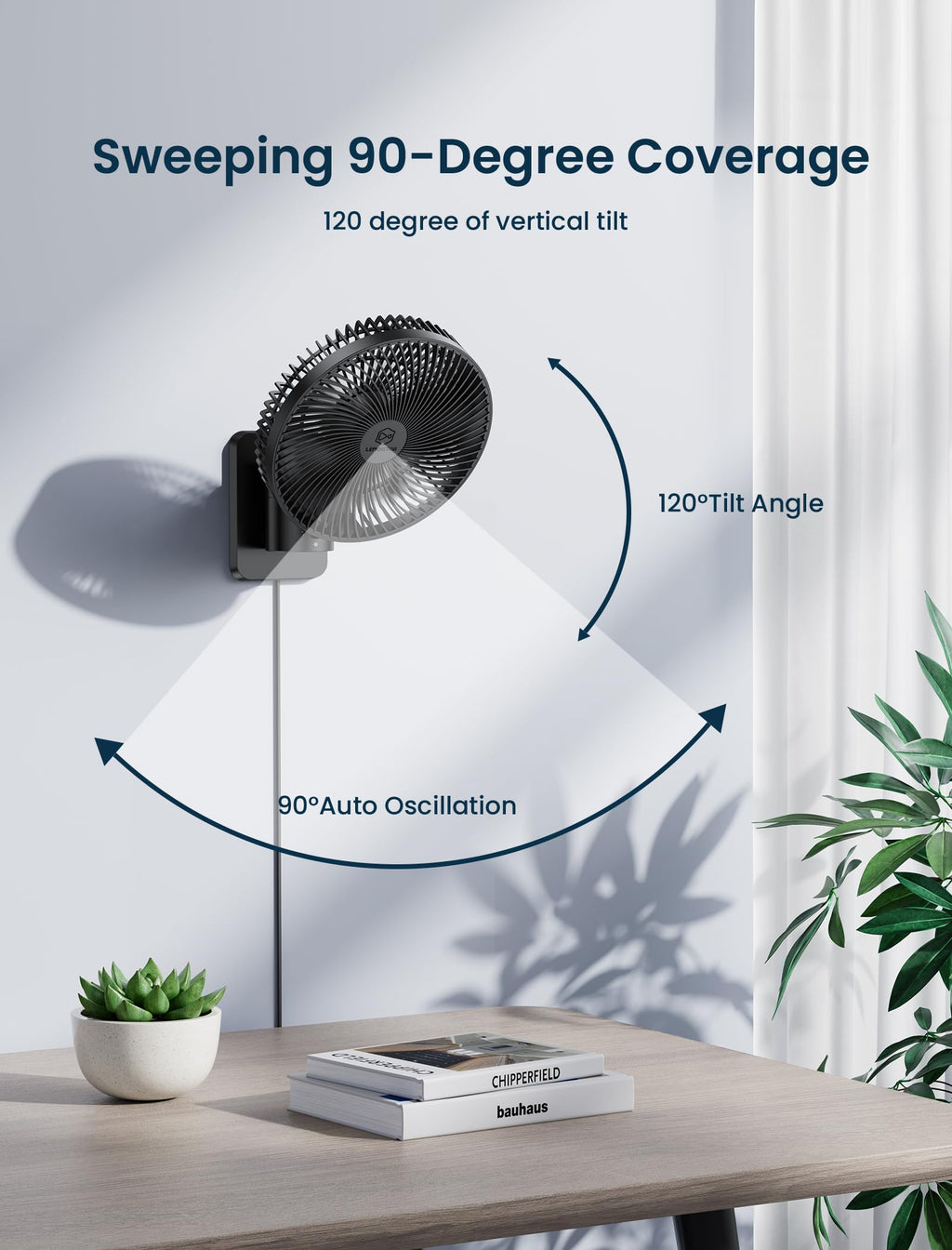 8.5-Inch Quiet Wall-Mounted Oscillation Fan with Remote & Timer J7077