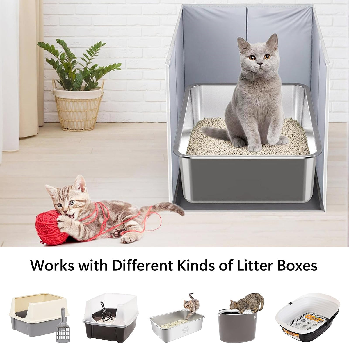 Extra Large Open Top High Sided Cat Litter Box Enclosure K398824
