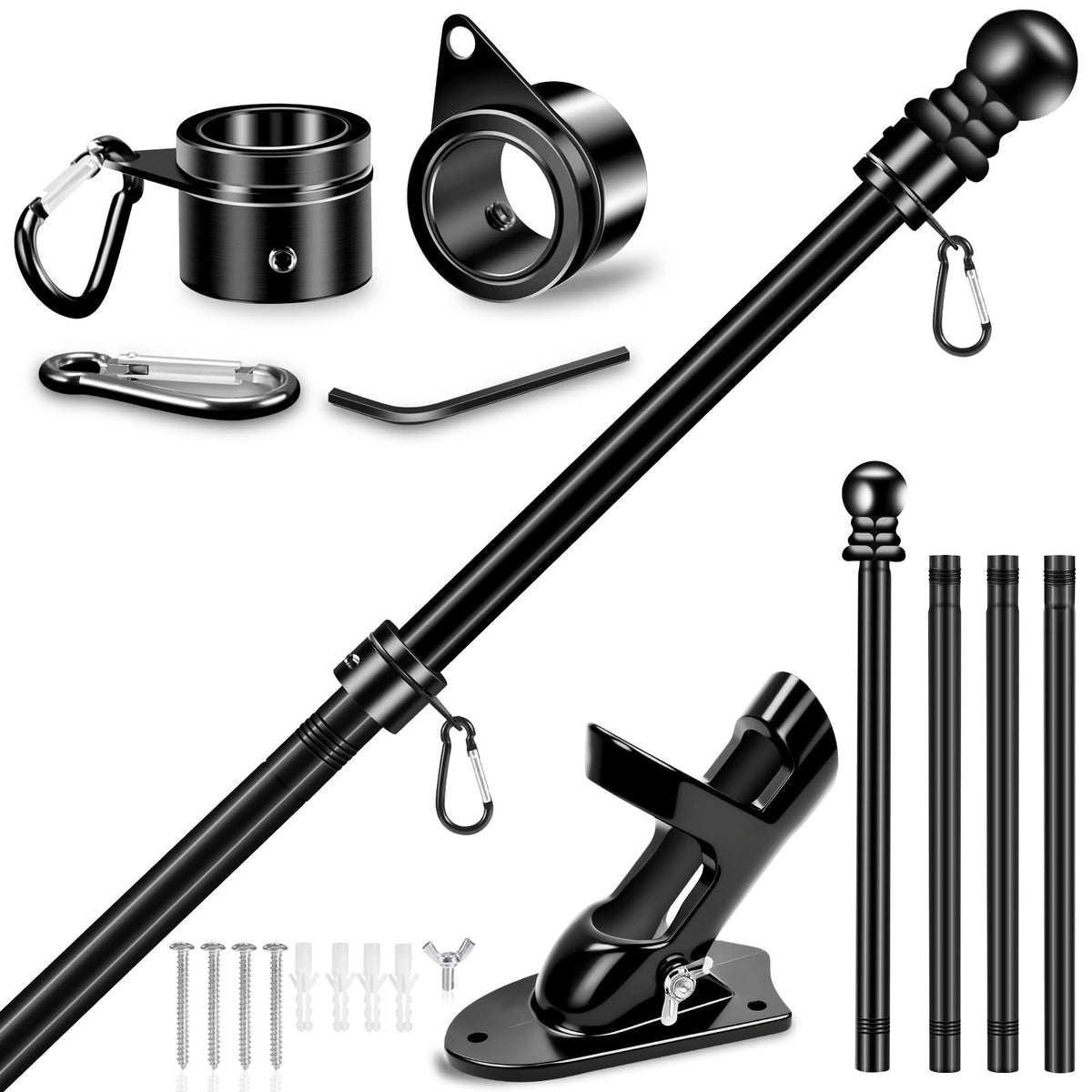 5 FT Stainless Steel Flag Pole Kit with Holder Bracket K9336