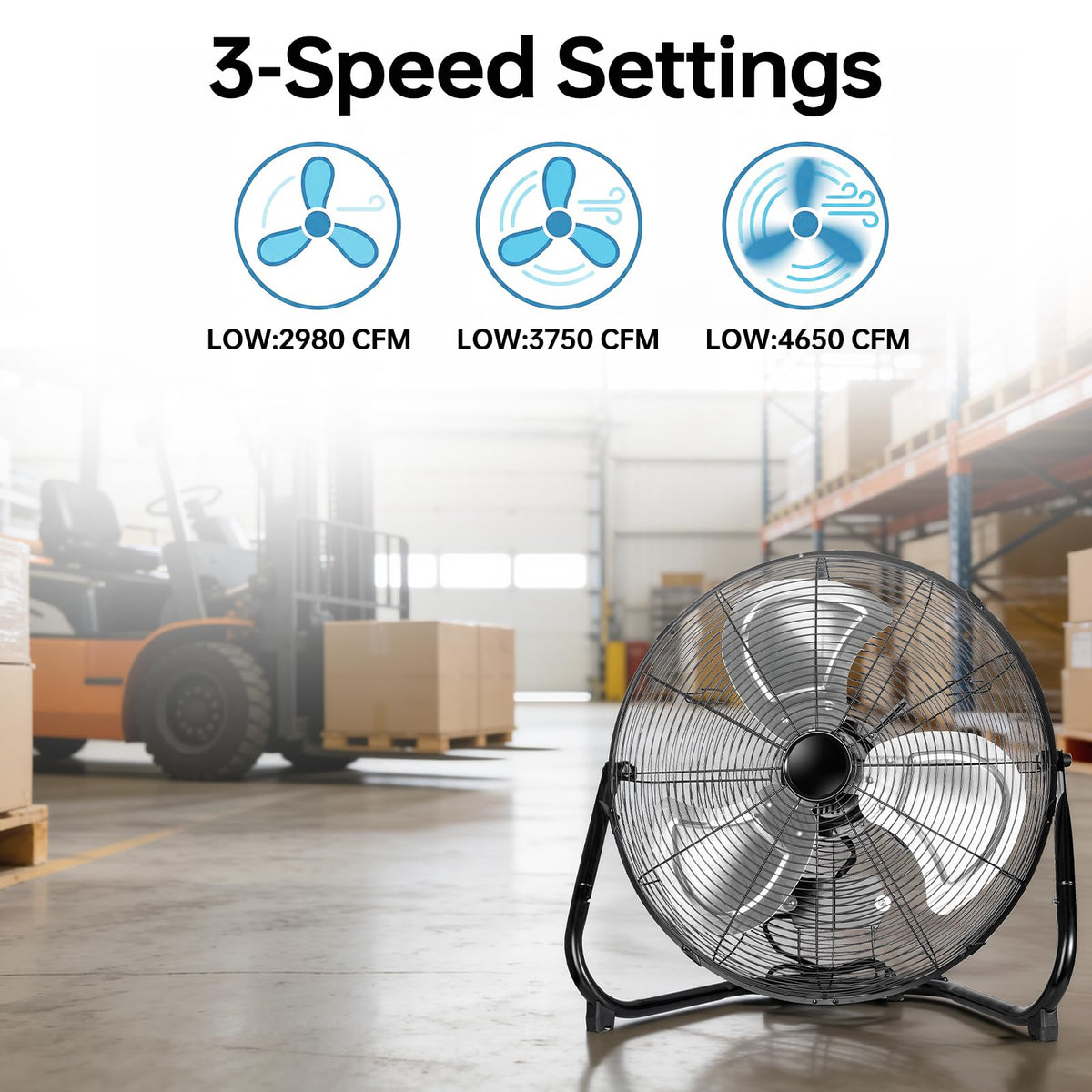 20 Inch Heavy Duty High Velocity Metal Floor Fan D82651