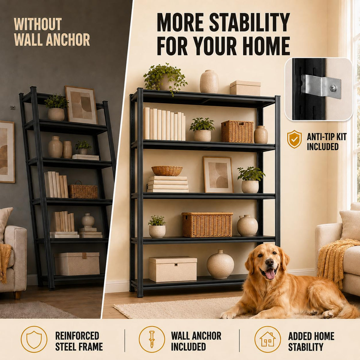 Metal Adjustable Heavy Duty Bookshelf I447