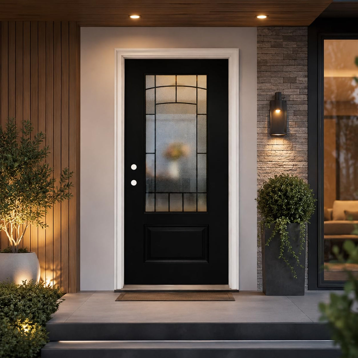 36" x 80" Black FRP Entry Door M416