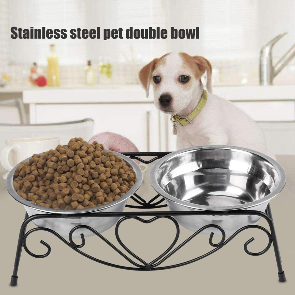 Stainless Steel Elevated Dog Cat Bowls with Iron Stand L6589