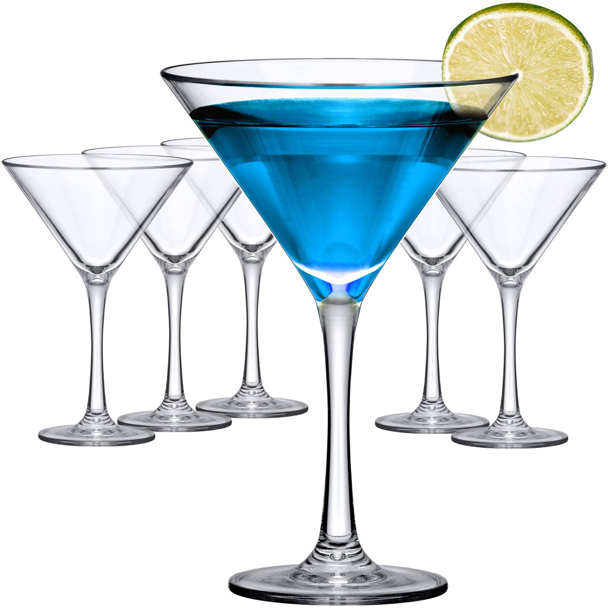 10-Ounce Plastic Martini Glasses Set of 6, Reusable, BPA-Free, Shatter-Proof, Dishwasher-Safe L47106