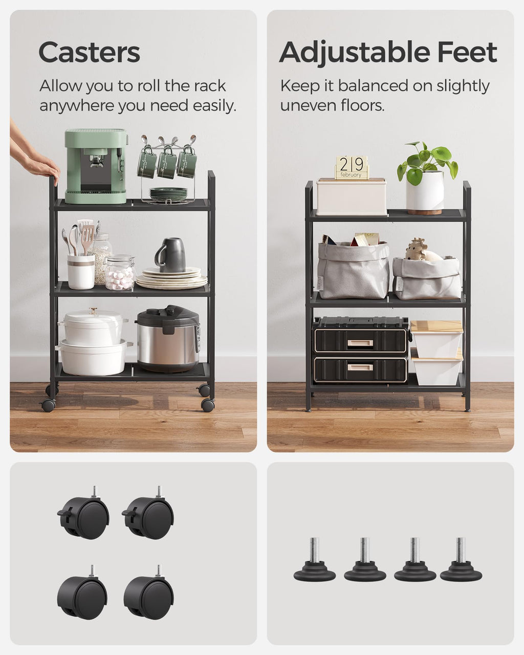 3-Tier Steel Storage Rack with Wheels O867663