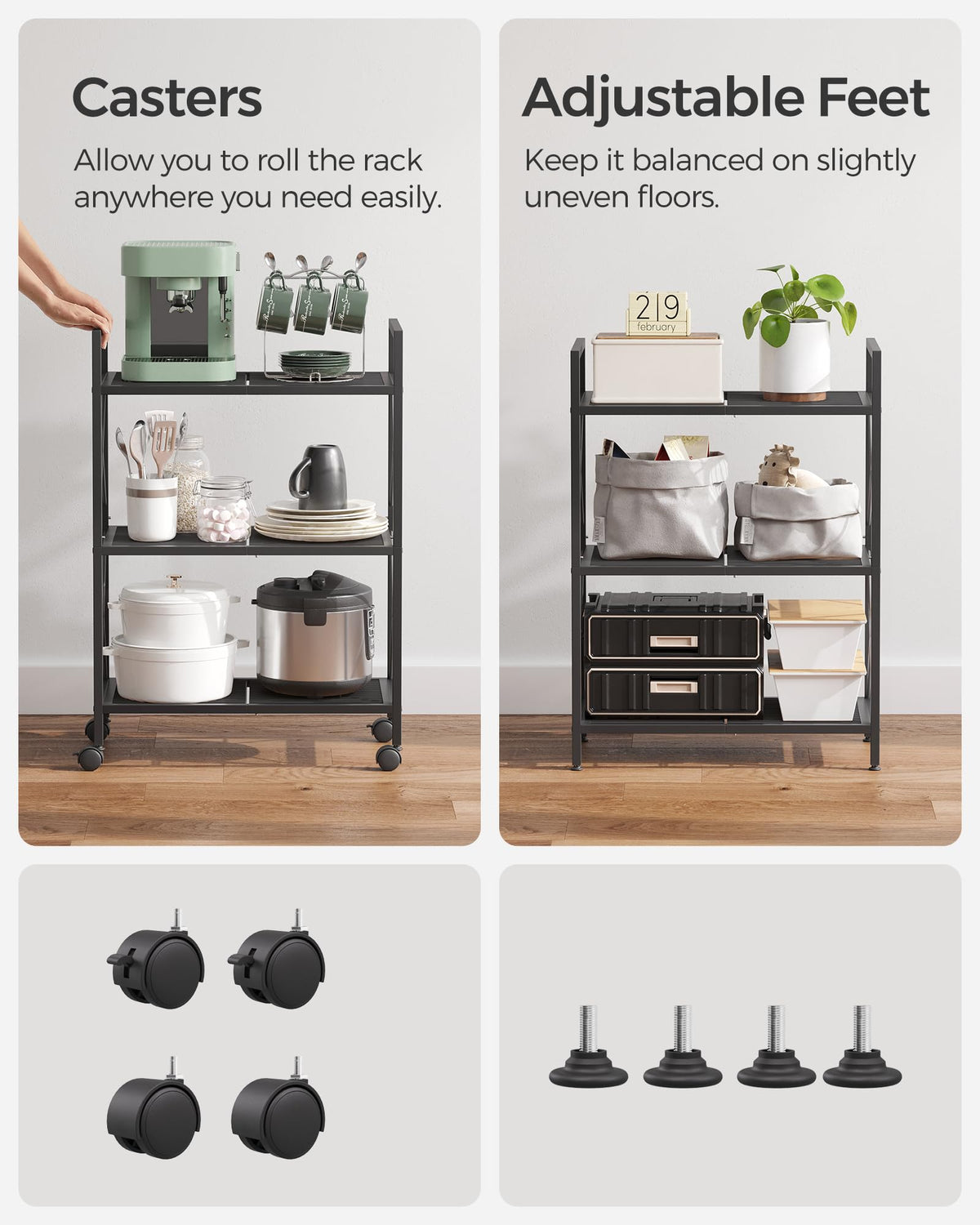 3-Tier Steel Storage Rack with Wheels O867663