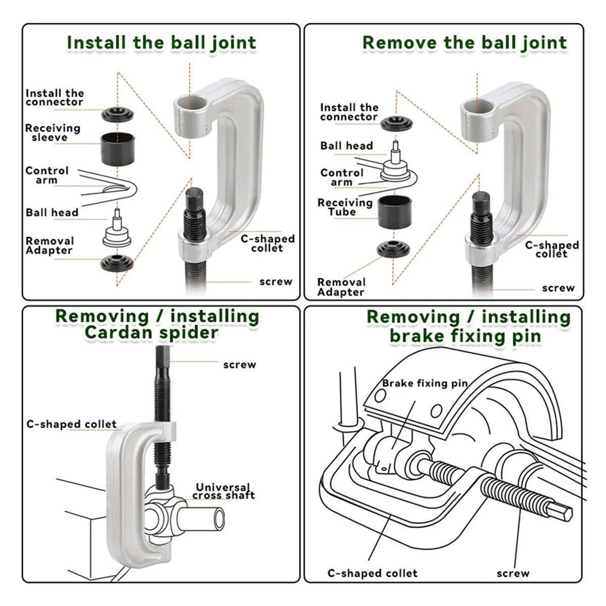 Heavy Duty Ball Joint Press & U-Joint Removal Tool Kit with 4x4 Adapters N3980