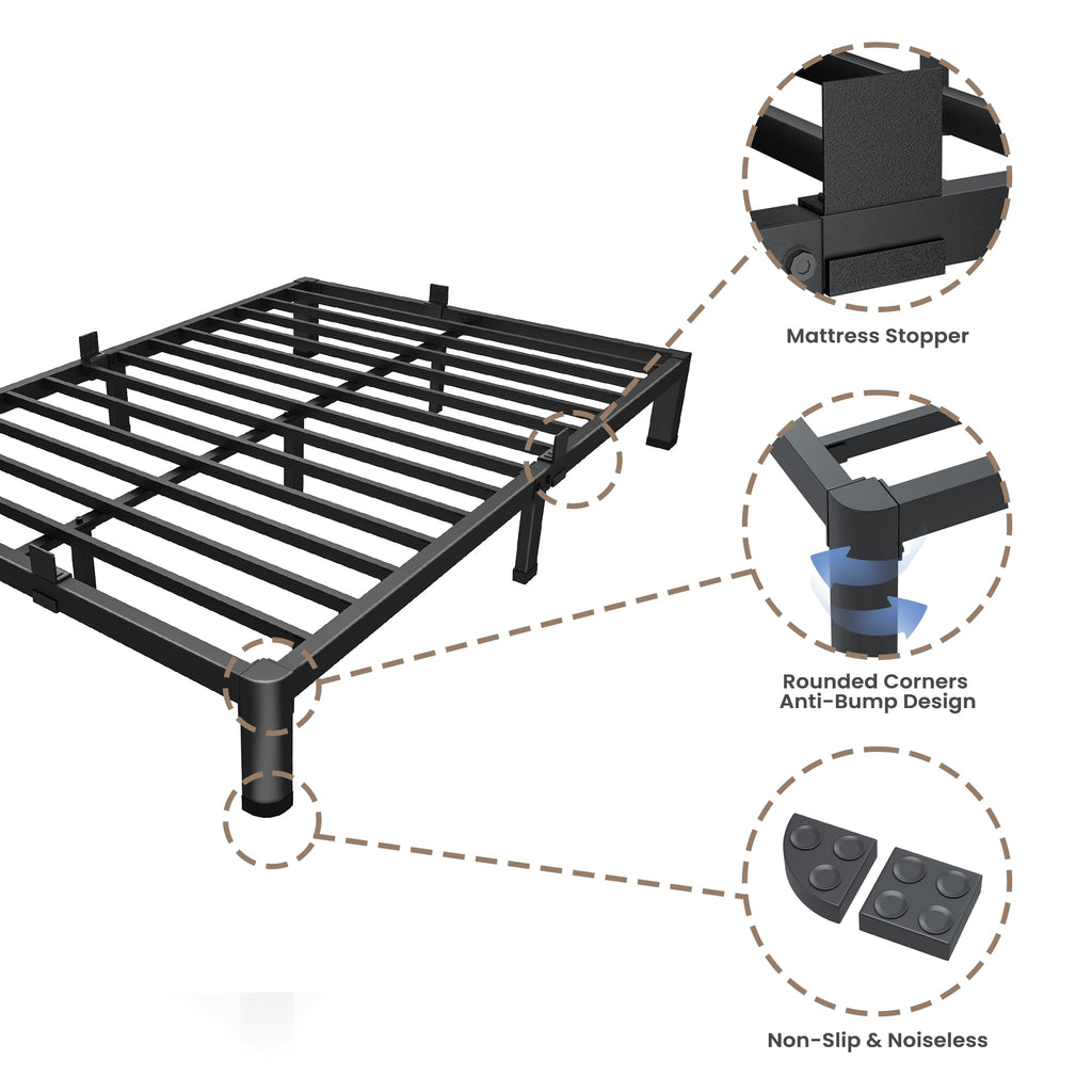 7 Inch King Low Profile Bed Frame with Rounded Corner Q2928
