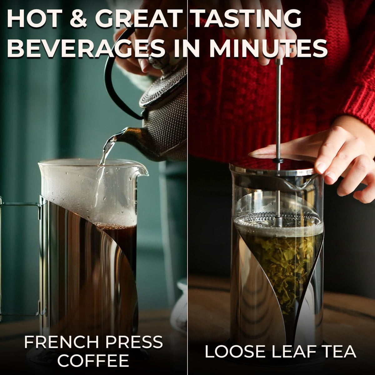 French Press Coffee Maker 34 oz Glass Stainless Steel Y54023