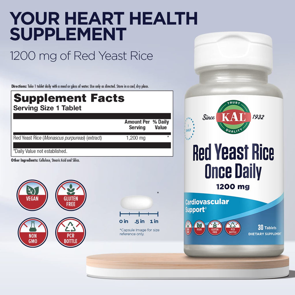 Red Yeast Rice 1200mg Vegan Gluten Free 30 Tablets Q15124