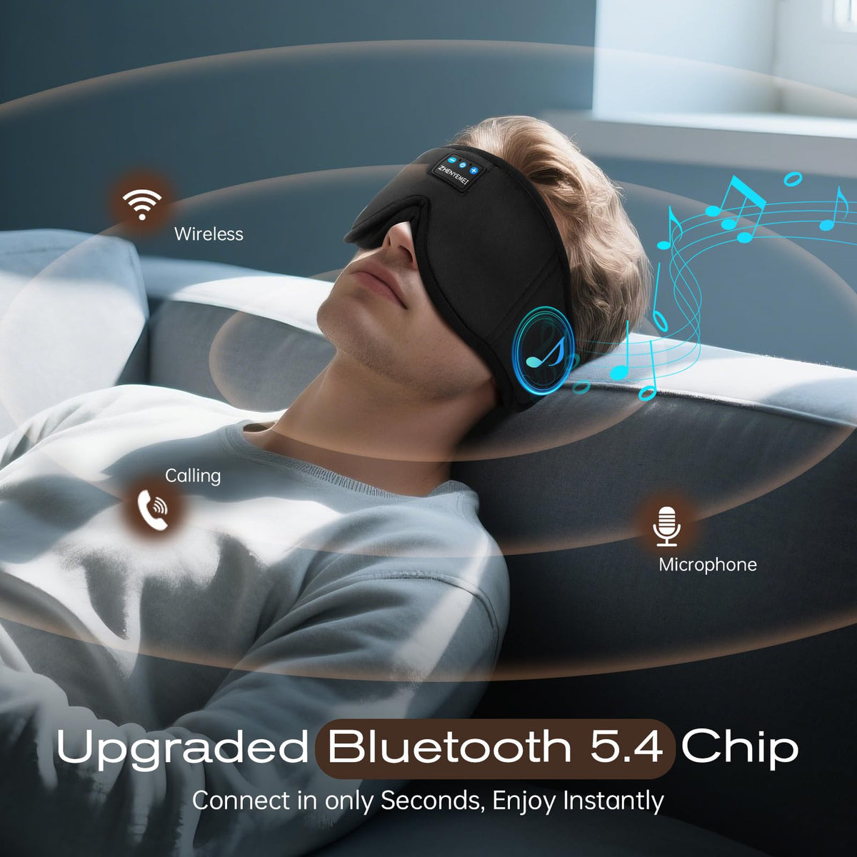 Black Bluetooth Sleep Mask with Headphones F141