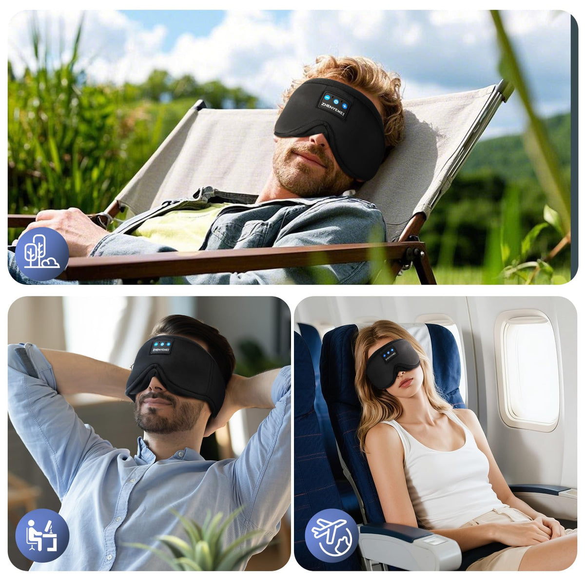 Black Bluetooth Sleep Mask with Headphones F141