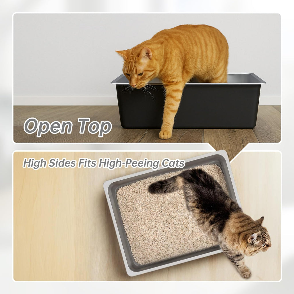 High Sided Stainless Steel Cat Litter Box N639