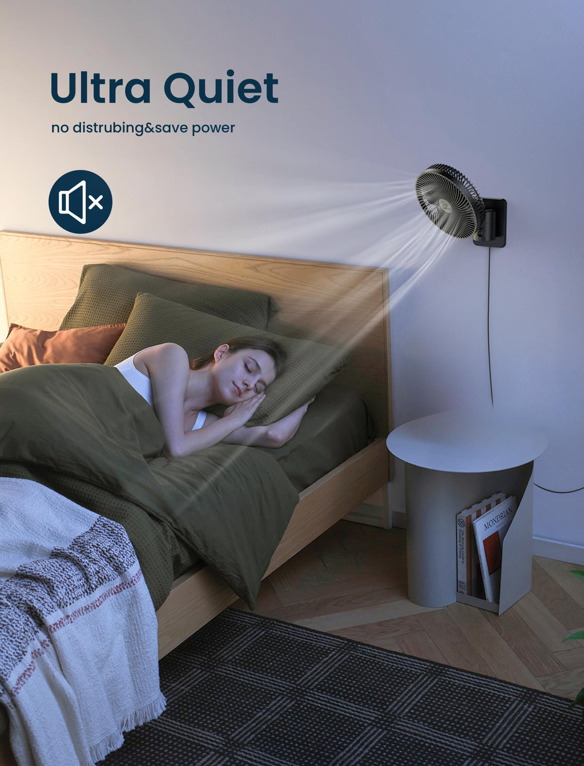 8.5-Inch Quiet Wall-Mounted Oscillation Fan with Remote & Timer J7077