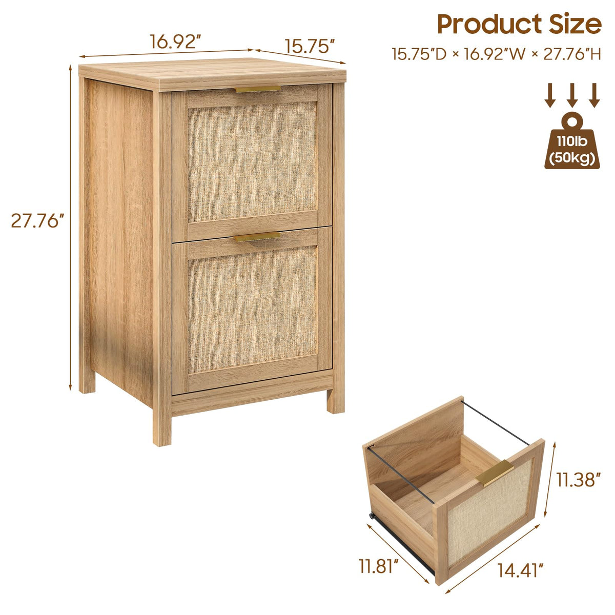 2-Drawer Rattan File Cabinet J5465