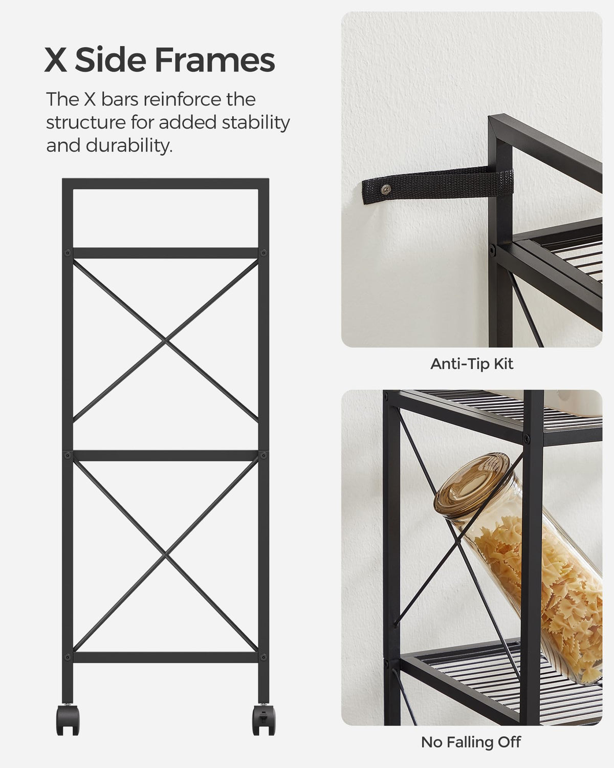3-Tier Steel Storage Rack with Wheels O867663