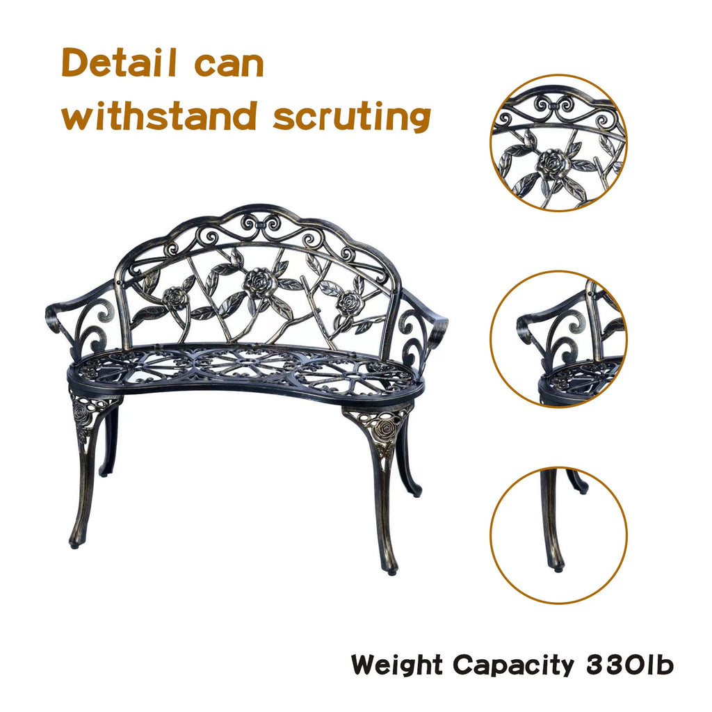 Metal Cast Aluminum Patio Garden Bench B98409