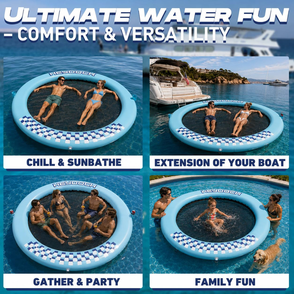Inflatable Floating Ring Dock with Mesh, 8 FT R76647