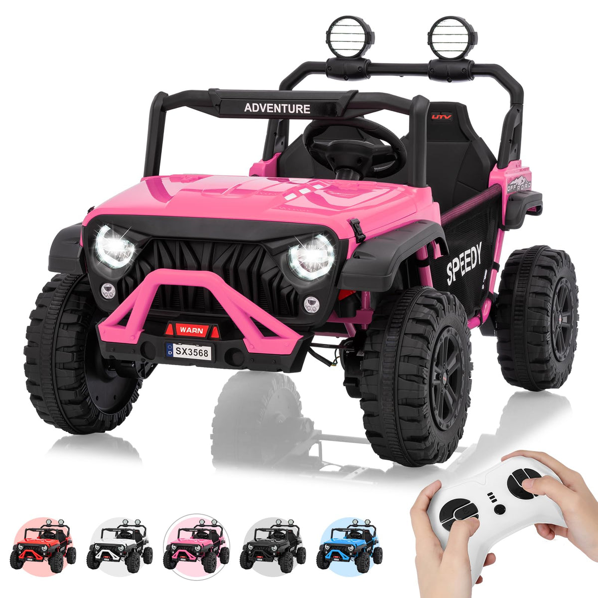 24V 4WD 2 Seater Ride on Car with Remote Control, Pink Y1039