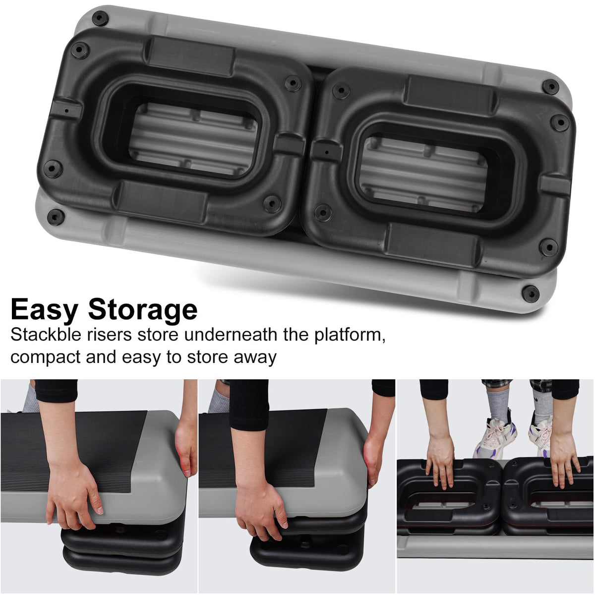 Adjustable Aerobic Stepper with 4 Risers T957