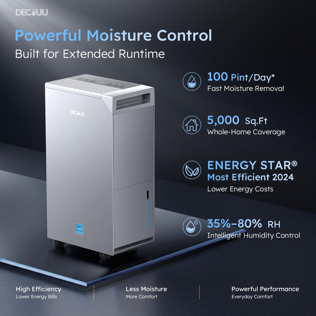 5000 Sq.Ft 100 Pint Dehumidifier with Drain Hose U83667