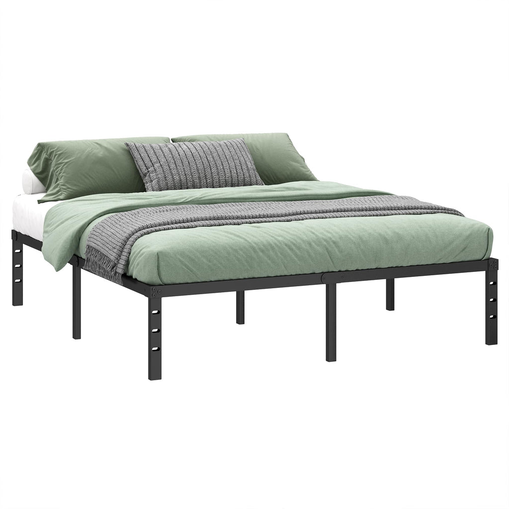 Black Metal Platform Bed Frame Full Size, 18 Inch Height with Underbed Storage I610