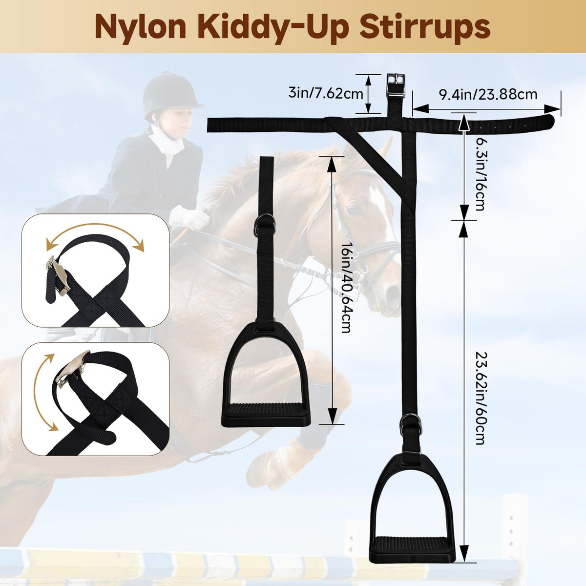 Kids Western Stirrups with Adjustable Nylon Straps L4137