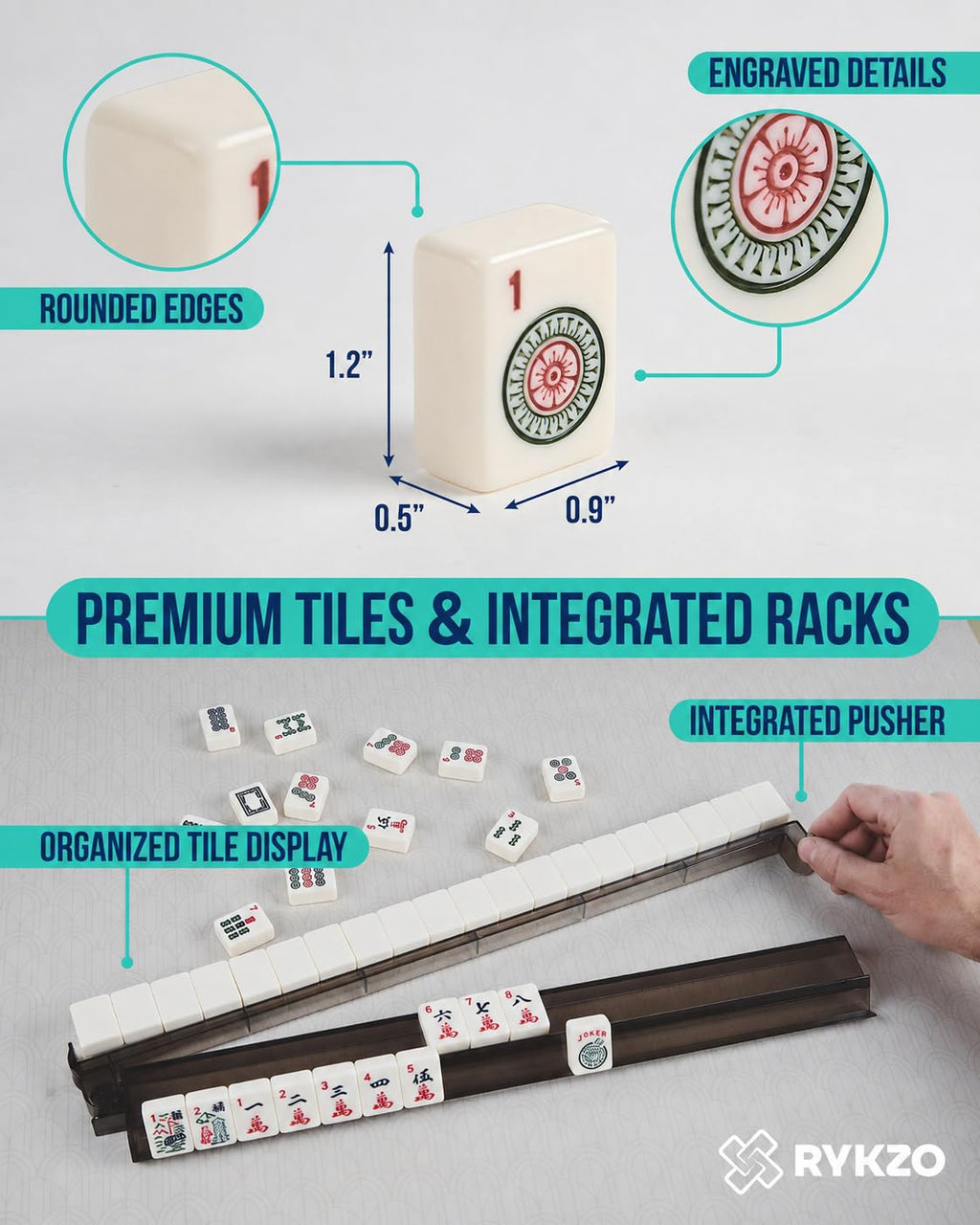 166 Engraved Melamine Mahjong Set with Travel Bag X7549