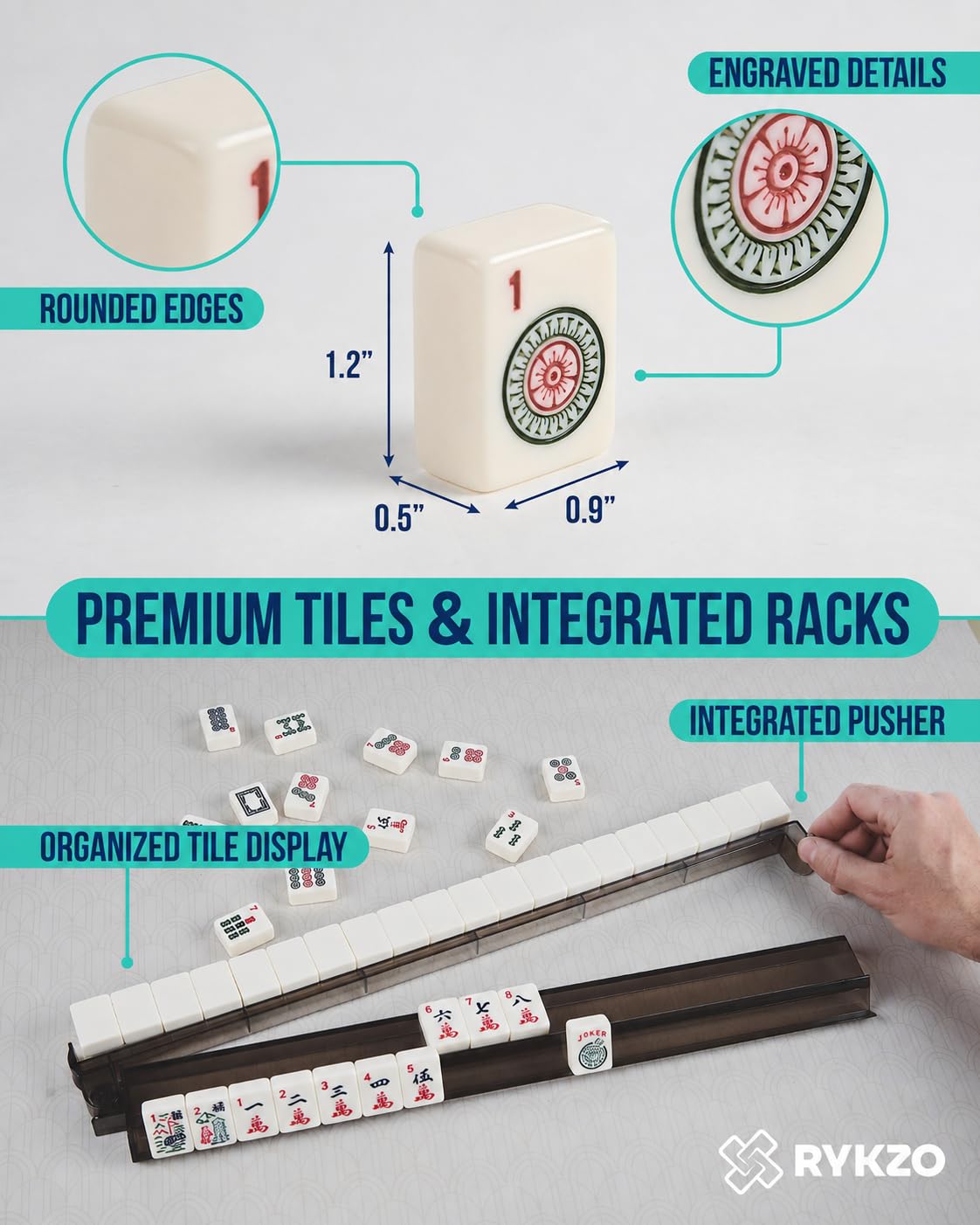 166 Engraved Melamine Mahjong Set with Travel Bag X7549